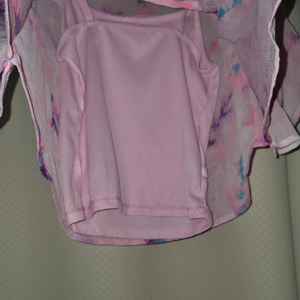 Justice Pink and Purple Tie-Dye Blouse with Sequin Detail